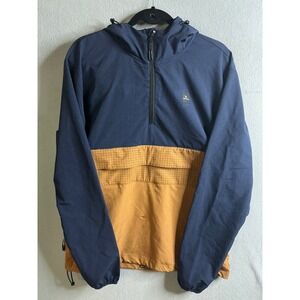 Rip Curl Pullover Jacket Men's Medium Anti Series‎ Blue Tan Hooded Windbreaker